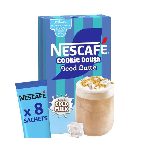 NESCAFE COOKIE DOUGH ICED LATTE COFFEE SACHETS 8 PACK