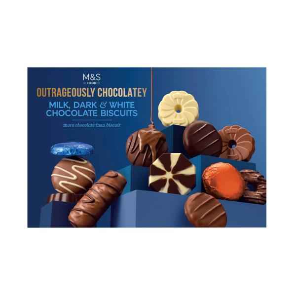 M&S OUTRAGEOUSLY MIXED CHOC BISCUITS 450G