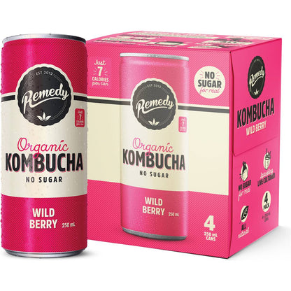 Remedy Organic Kombucha Wild Berry 250ml x4 Pack