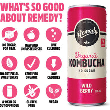 Remedy Organic Kombucha Wild Berry 250ml x4 Pack