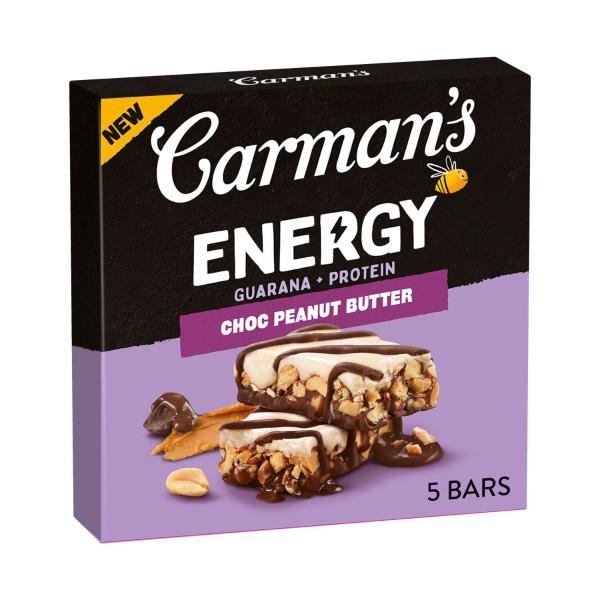 CARMAN'S ENERGY GUARANA + PROTEIN CHOC PEANUT BUTTER 5X40G