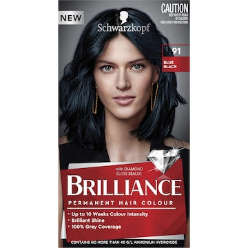 Schwarzkopf Brilliance 91 Blue Black Permanent Hair Dye each
