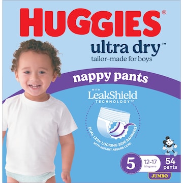 Huggies Ultra Dry Nappy Pants Boys Size 5 (12-17kg) 54 pack