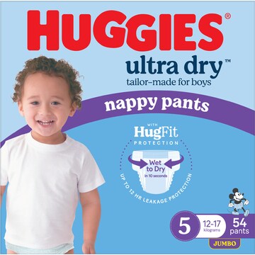 Huggies Ultra Dry Nappy Pants Boys Size 5 (12-17kg) 54 pack