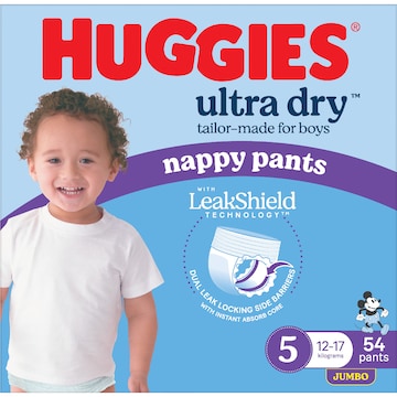 Huggies Ultra Dry Nappy Pants Boys Size 5 (12-17kg) 54 pack