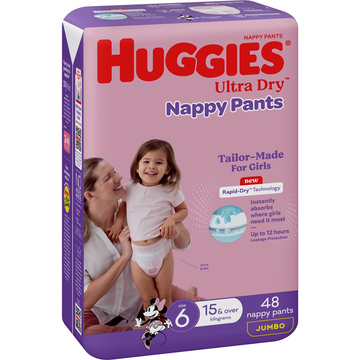 Huggies Ultra Dry Nappy Pants Girls Size 6 (15kg+) 48 pack