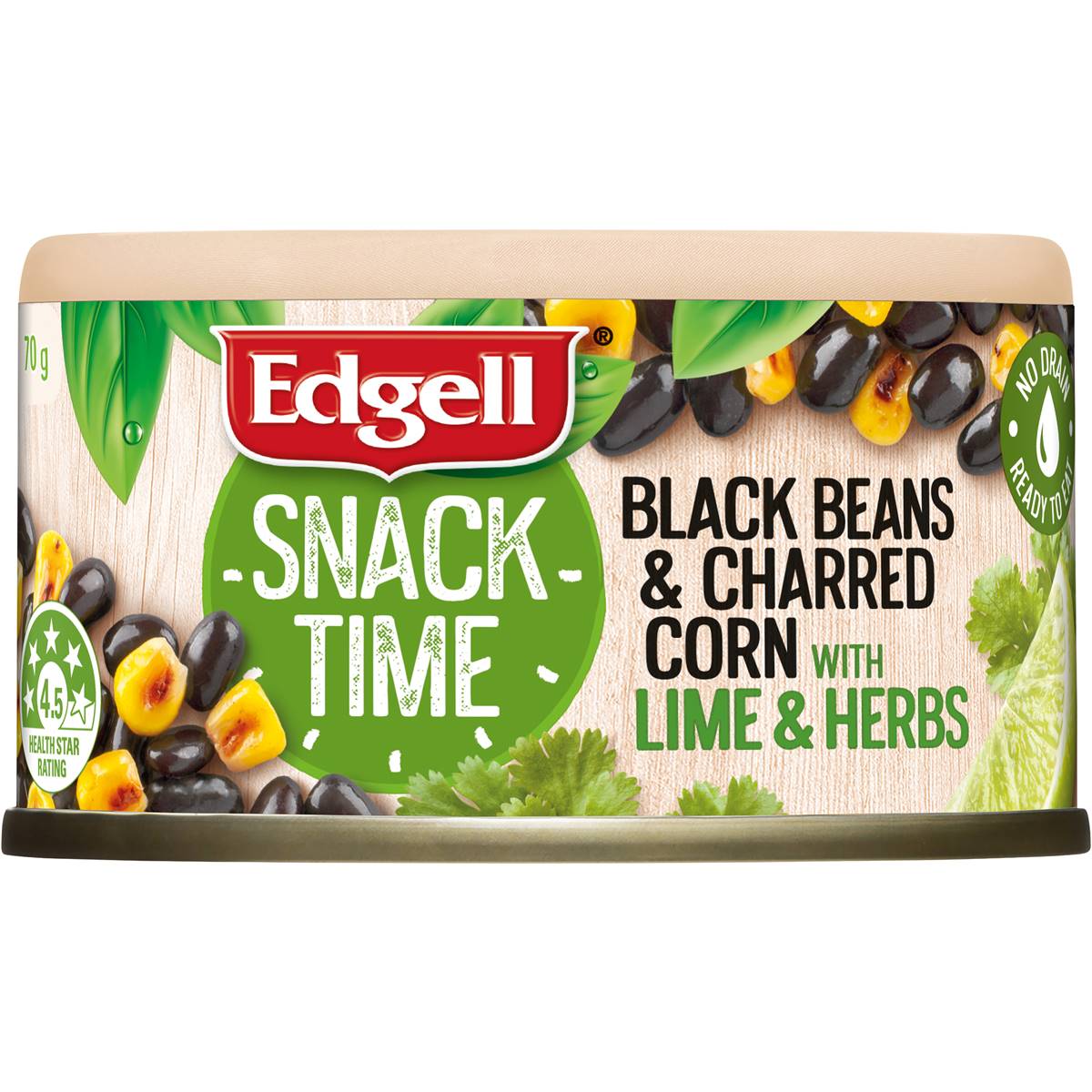 Edgell Snack Time Black Beans Charred Corn With Lime & Herbs 70g