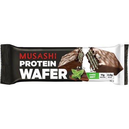 Musashi Wafer Protein Bar Chocolate Mint, Naturally Occuring Bcaas 40g