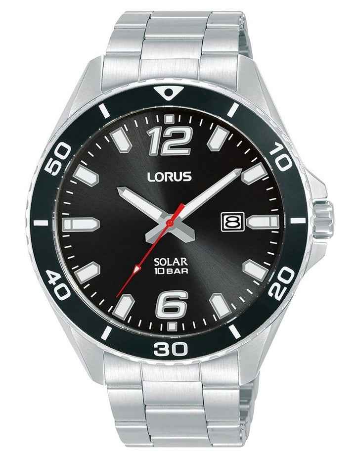 Men's Stainless Steel Sports Watch - Silver & Black