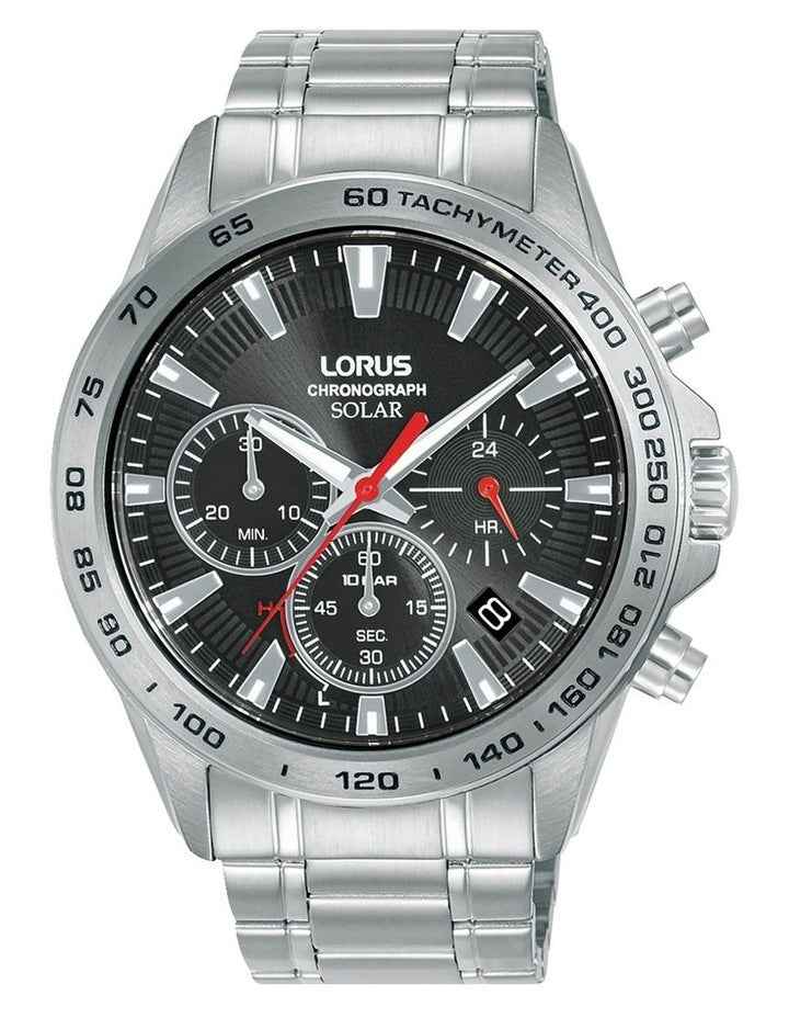 Men's Silver Stainless Steel Solar Chronograph Watch