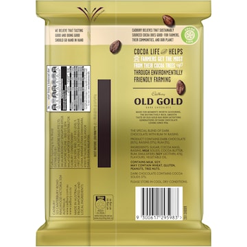 Cadbury Old Gold Jamaica Rum N Raisin Dark Chocolate Block Large 315g