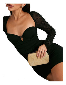 Martina Metallic Coiled Clutch in Gold