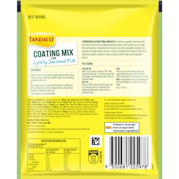 Tandaco Coating Mix Bread Crumbs For Lightly Seasoned Fish 75g