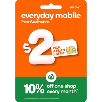 Woolworths Everyday Mobile $2 Sim Pack Each