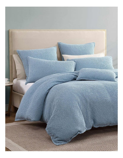 Urban Waffle Quilt Cover Set in Steel