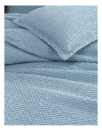 Urban Waffle Quilt Cover Set in Steel