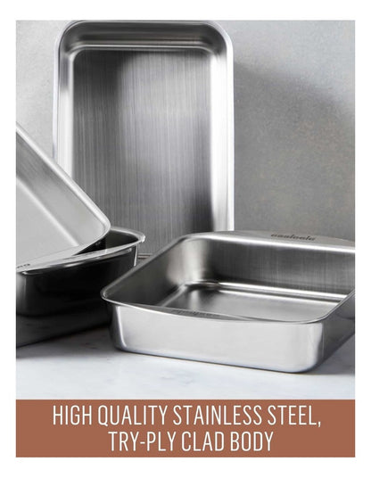 Clad Ovenware Rectangular Roasting Pan in Stainless Steel