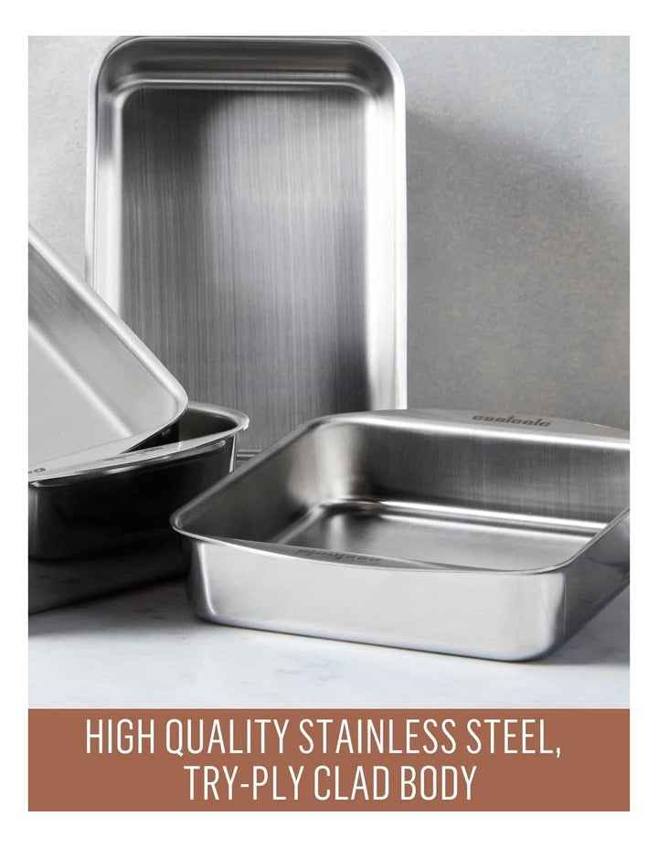 Clad Ovenware Large Rectangular Roasting Pan in Stainless Steel