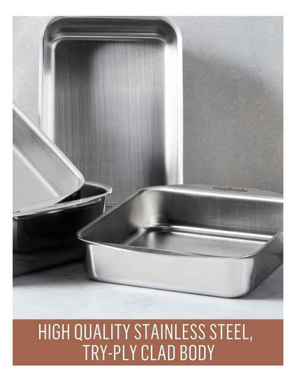 Clad Ovenware Large Rectangular Roasting Pan in Stainless Steel