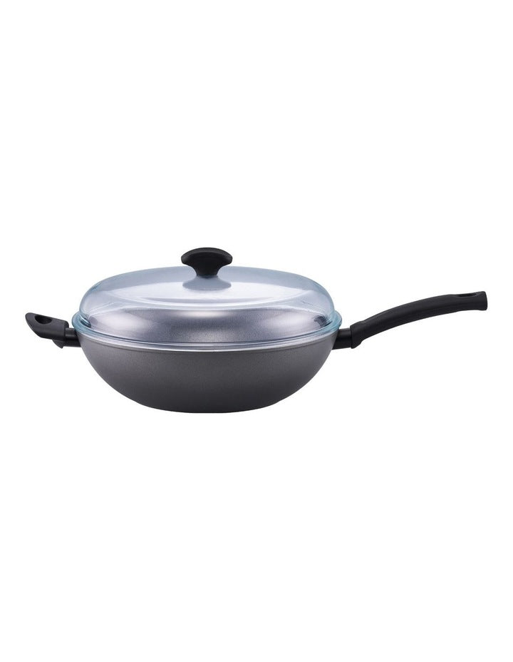 Per Benessere Ceramic Nonstick Induction Covered Wok With Helper Handle 32cm