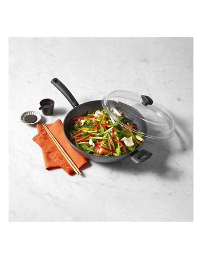 Per Benessere Ceramic Nonstick Induction Covered Wok With Helper Handle 32cm