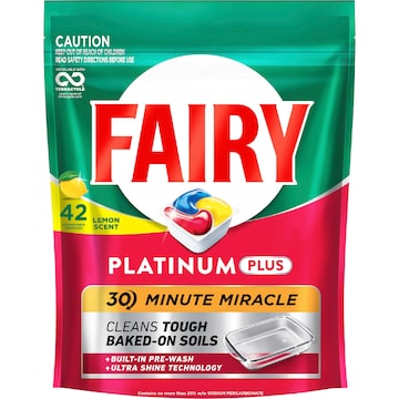 Fairy Platinum Plus Lemon Dishwashing Tablets 42 pack