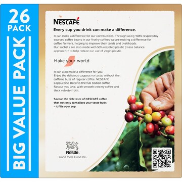 Nescafe Cappuccino Decaf Coffee Sachets 26 pack