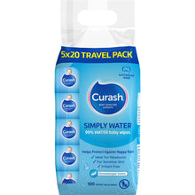 Curash Simply Water Wipes Travel 5 x 20 pack