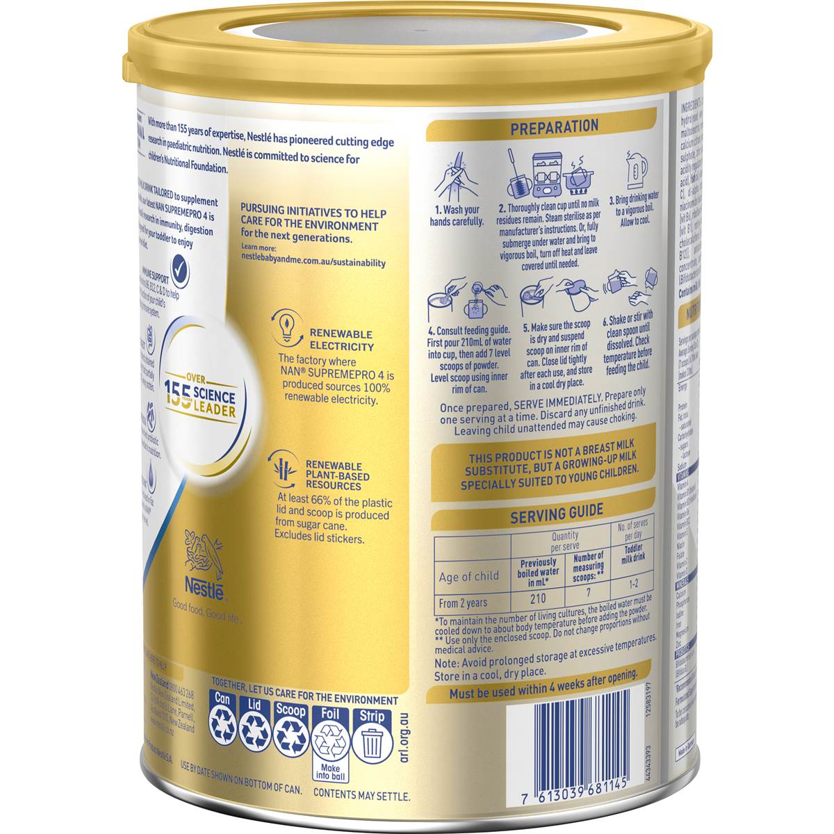 Nestle NAN SUPREMEpro 4 Toddler 2+ Premium Milk Drink Powder 800g