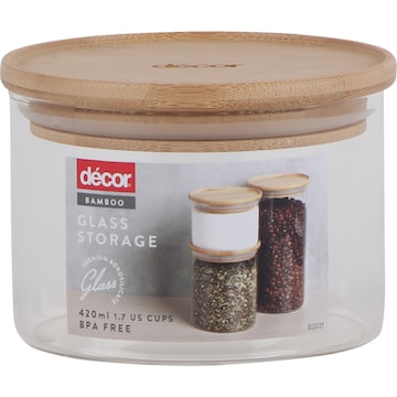 Decor Bamboo & Glass Canisters 420mL each