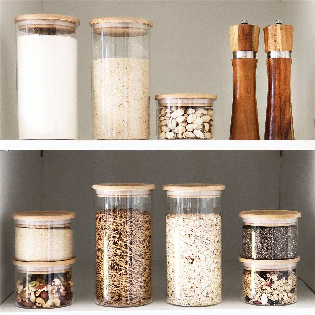 Decor Bamboo & Glass Canister 850ml Each