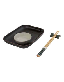 Shari 4pc Set Dish Condiment, Chopsticks & Rest in Assorted