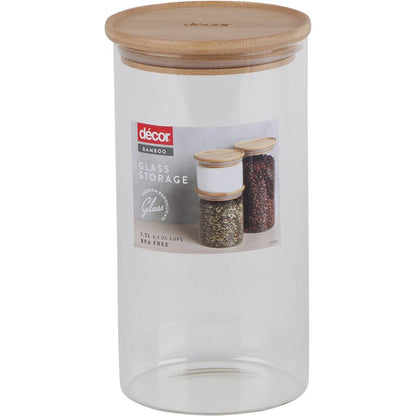 Decor Bamboo & Glass Canisters 1.5l Each