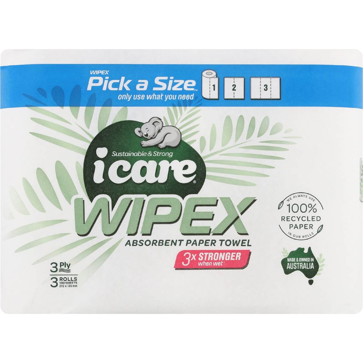 Icare Wipex Absorbent Recycled Pick a Size Paper Towel 3 Pack