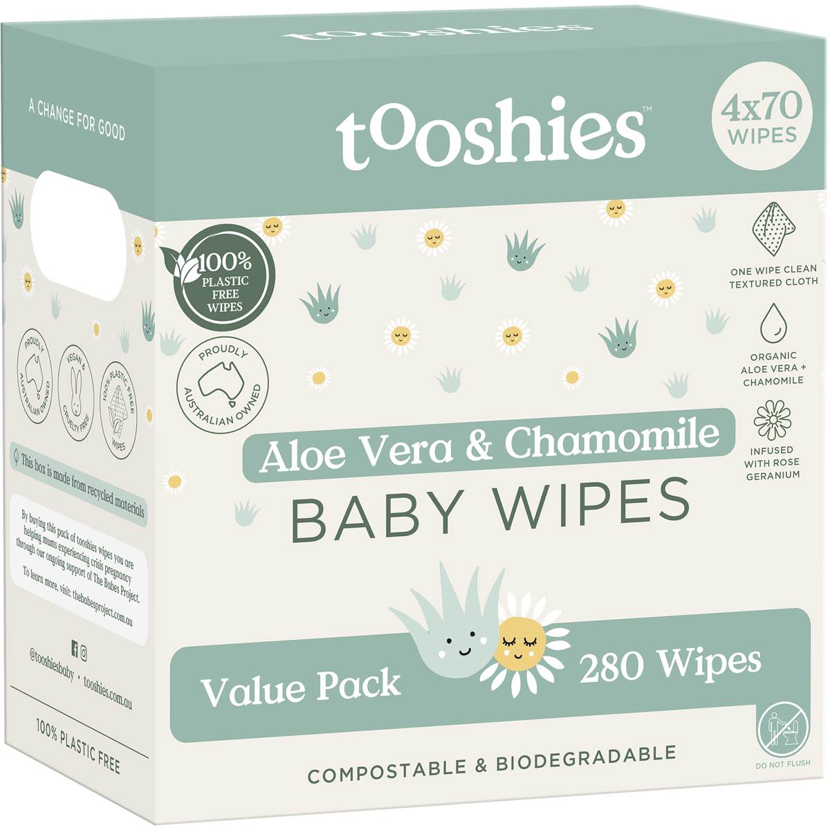 Tooshies ECO Wipes Aloe Vera & Chamomile Baby Wipes 280 pack