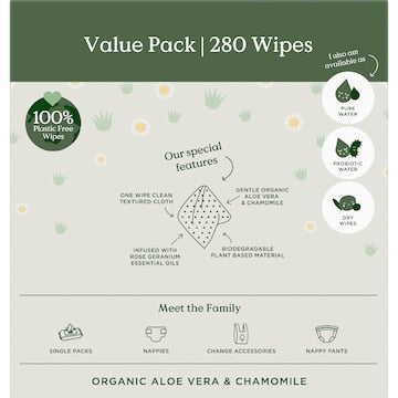 Tooshies Baby Wipes Aloe Vera & Chamomile 280 pack