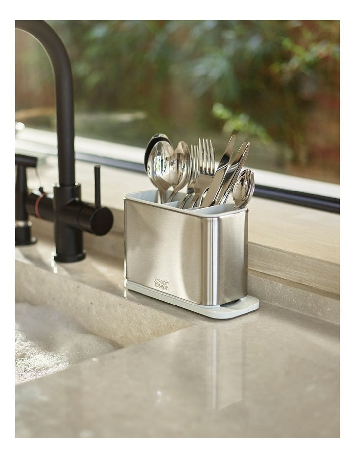 Surface Stainless Steel Cutlery Drainer in LIght Stone