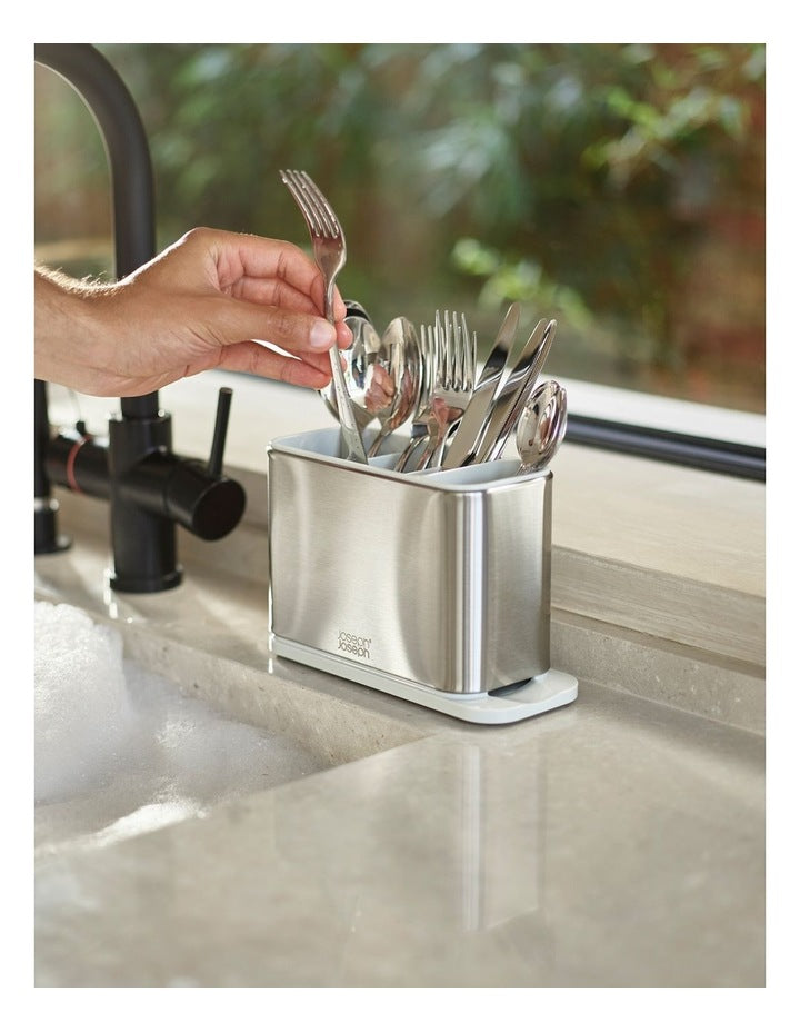 Surface Stainless Steel Cutlery Drainer in LIght Stone