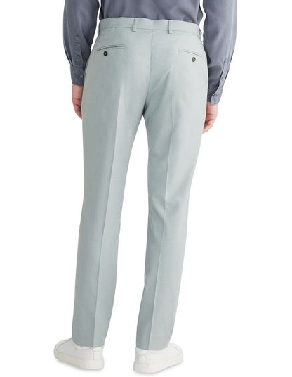 Slim Sharkskin Plain Suit Pant in Green