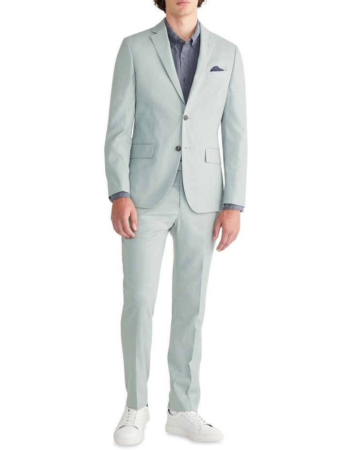 Slim Sharkskin Plain Suit Pant in Green