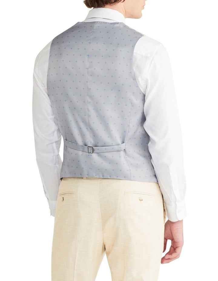 Slim Sharkskin Plain Suit Vest in Ecru