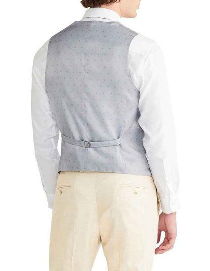 Slim Sharkskin Plain Suit Vest in Ecru