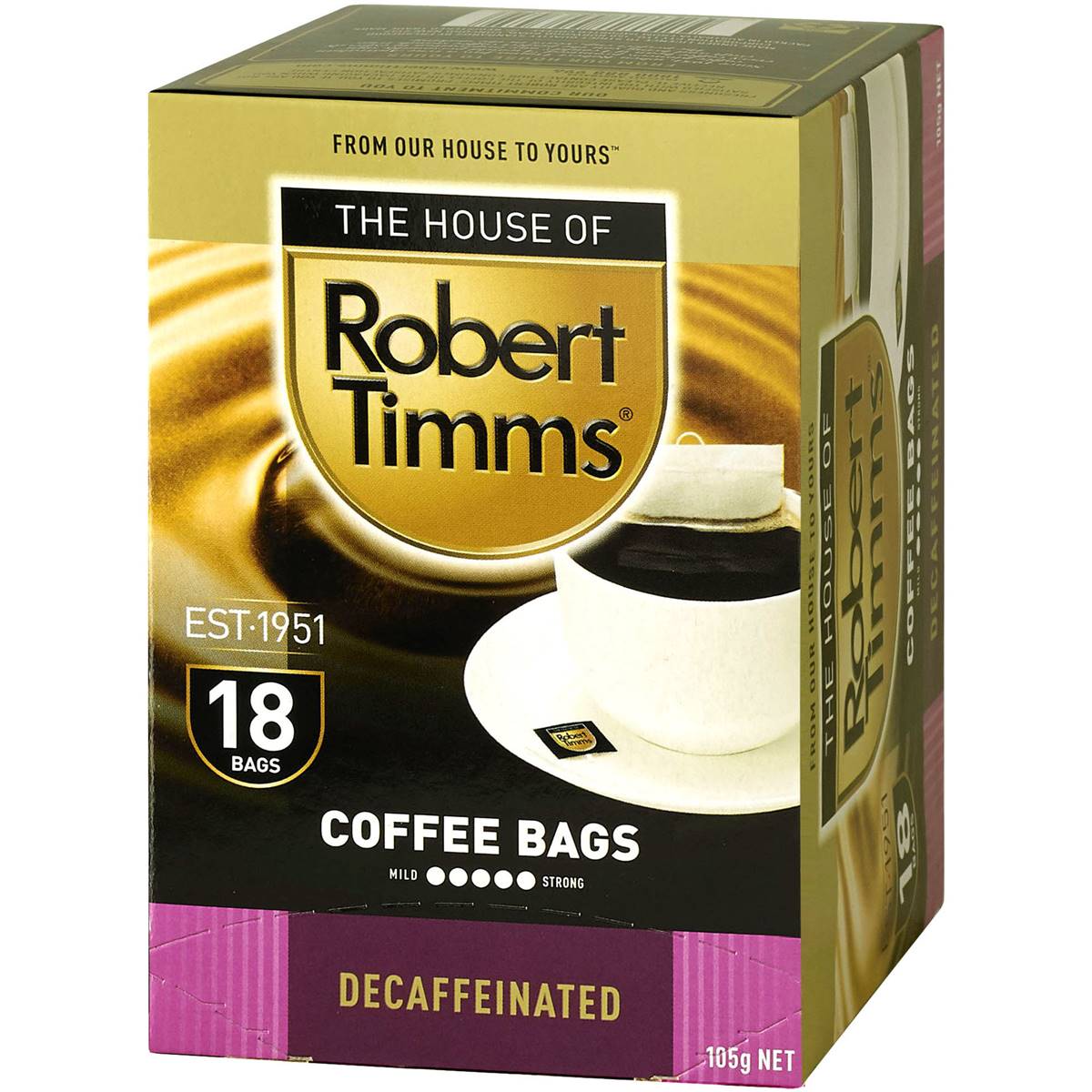 Robert Timms Coffee Bags Decaffeinated 18 pack