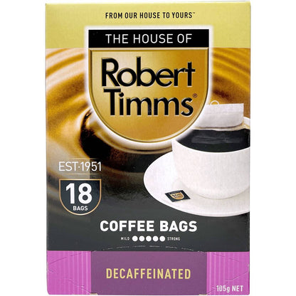 Robert Timms Coffee Bags Decaffeinated 18 pack