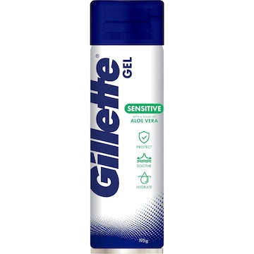 Gillette Shaving Gel For Sensitive Skin Soothing Aloe Vera 195g