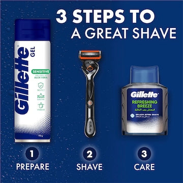 Gillette Shaving Gel For Sensitive Skin Soothing Aloe Vera 195g