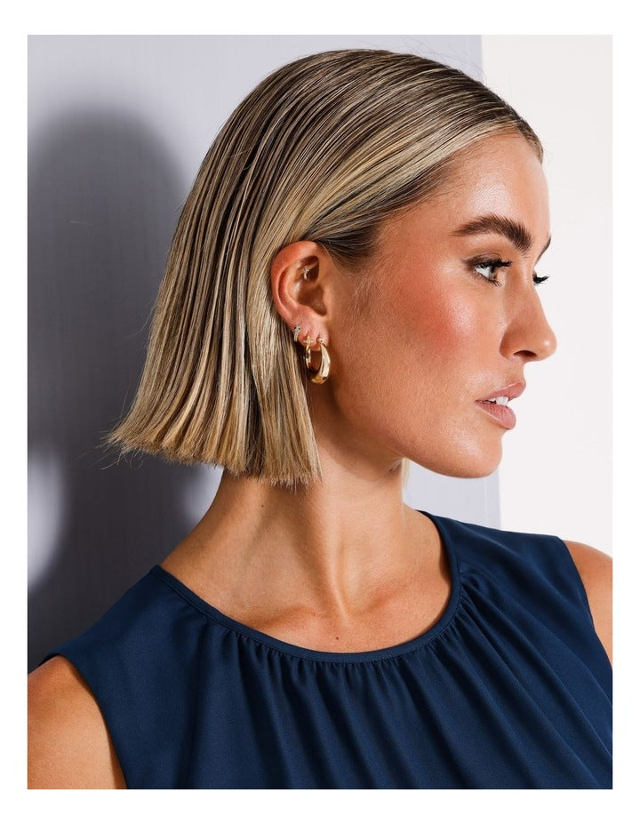 Stainless Steel Hoop Earring in Gold