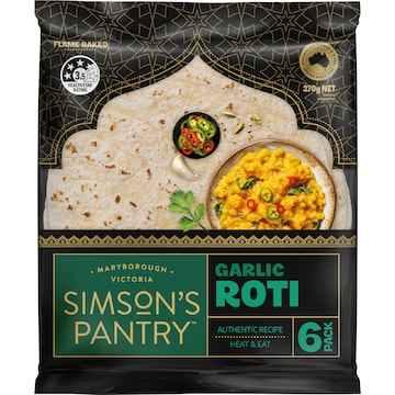 Simson's Pantry Authentic Roti Garlic 6 pack