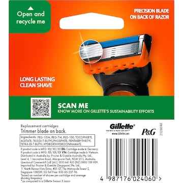 Gillette Fusion 5 Manual Mens Razor Blades 4 pack