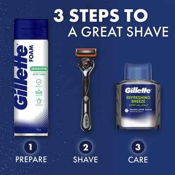 Gillette Shaving Foam For Sensitive Skin Soothing Aloe Vera 245g